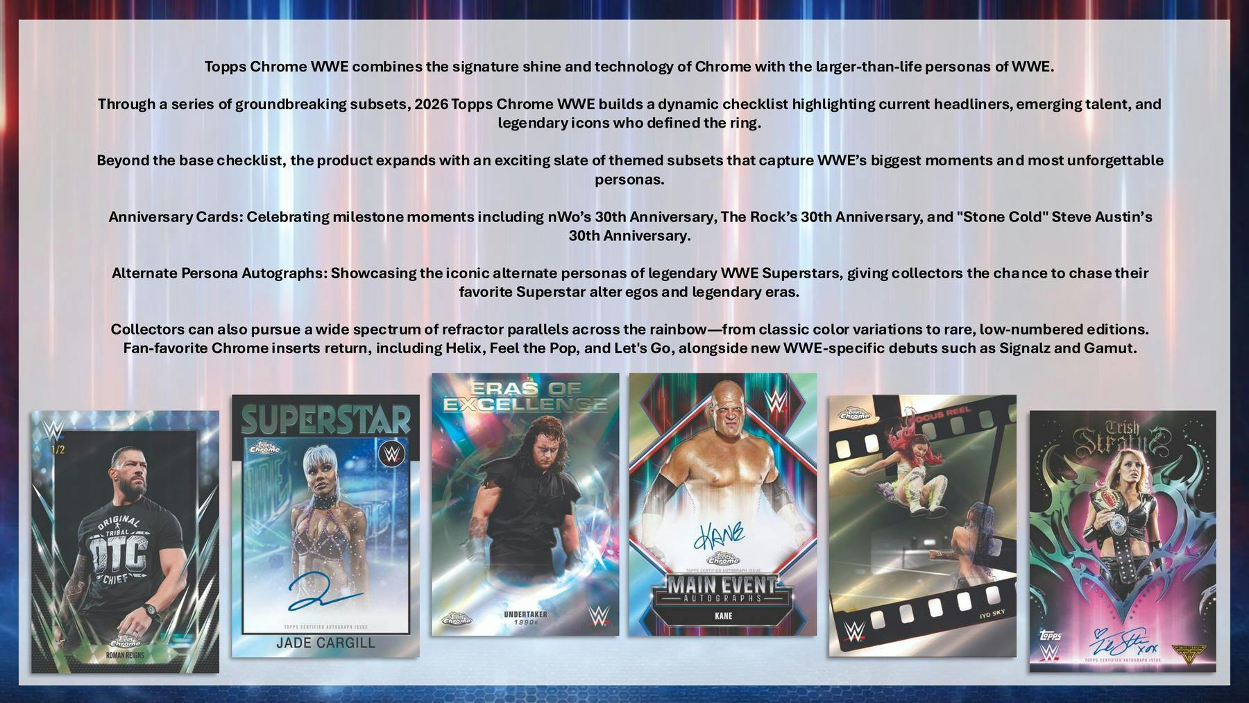 2026 Topps Chrome WWE Wrestling Mega Box | Columbia Sports Cards - Columbia Hobby - Sports Card Boxes - Toploaders - Card Savers