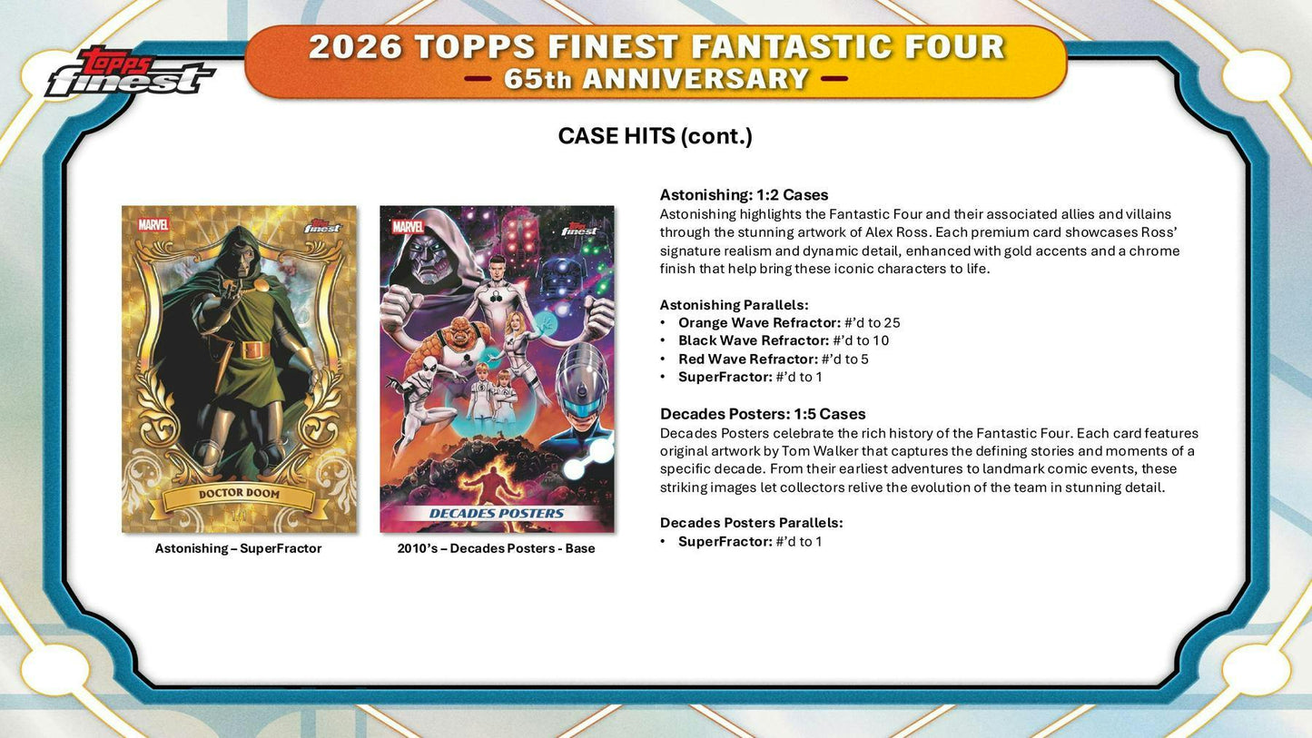 2026 Topps Finest Fantastic Four Hobby Box | Columbia Sports Cards - Columbia Hobby - Sports Card Boxes - Toploaders - Card Savers