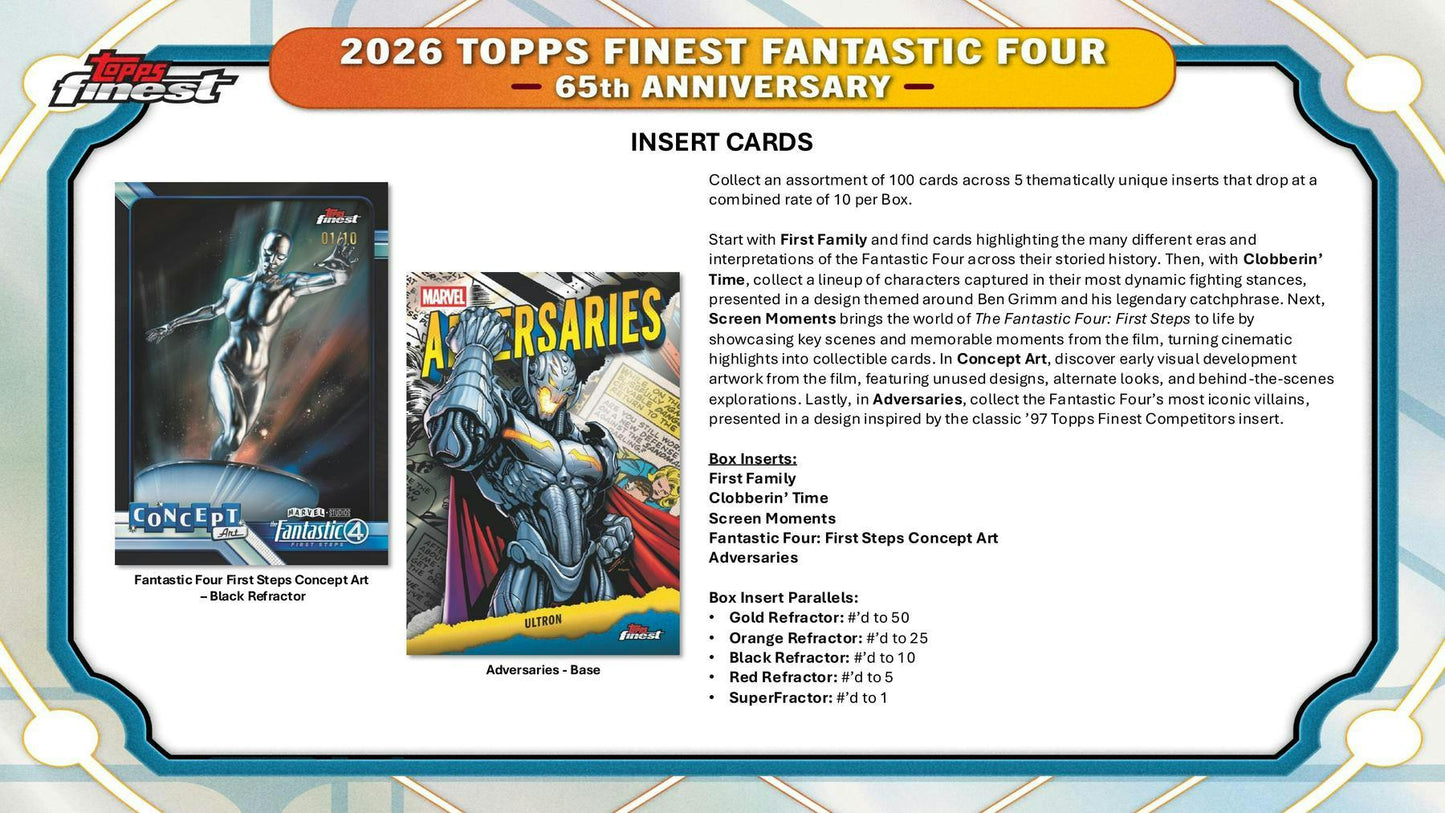 2026 Topps Finest Fantastic Four Hobby Box | Columbia Sports Cards - Columbia Hobby - Sports Card Boxes - Toploaders - Card Savers