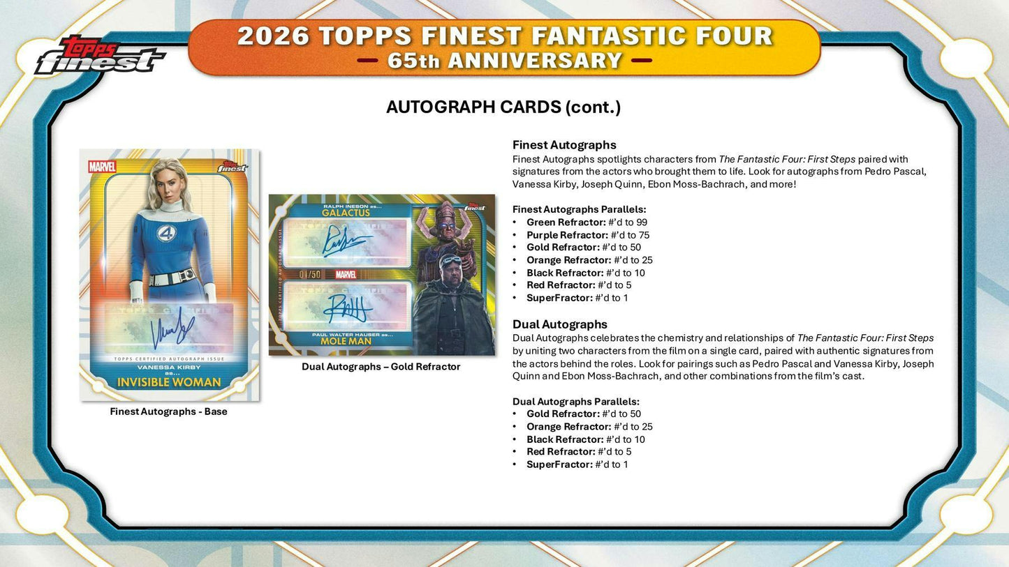 2026 Topps Finest Fantastic Four Hobby Box | Columbia Sports Cards - Columbia Hobby - Sports Card Boxes - Toploaders - Card Savers