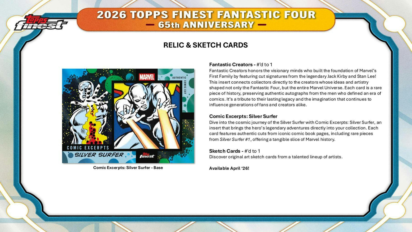 2026 Topps Finest Fantastic Four Hobby Box | Columbia Sports Cards - Columbia Hobby - Sports Card Boxes - Toploaders - Card Savers