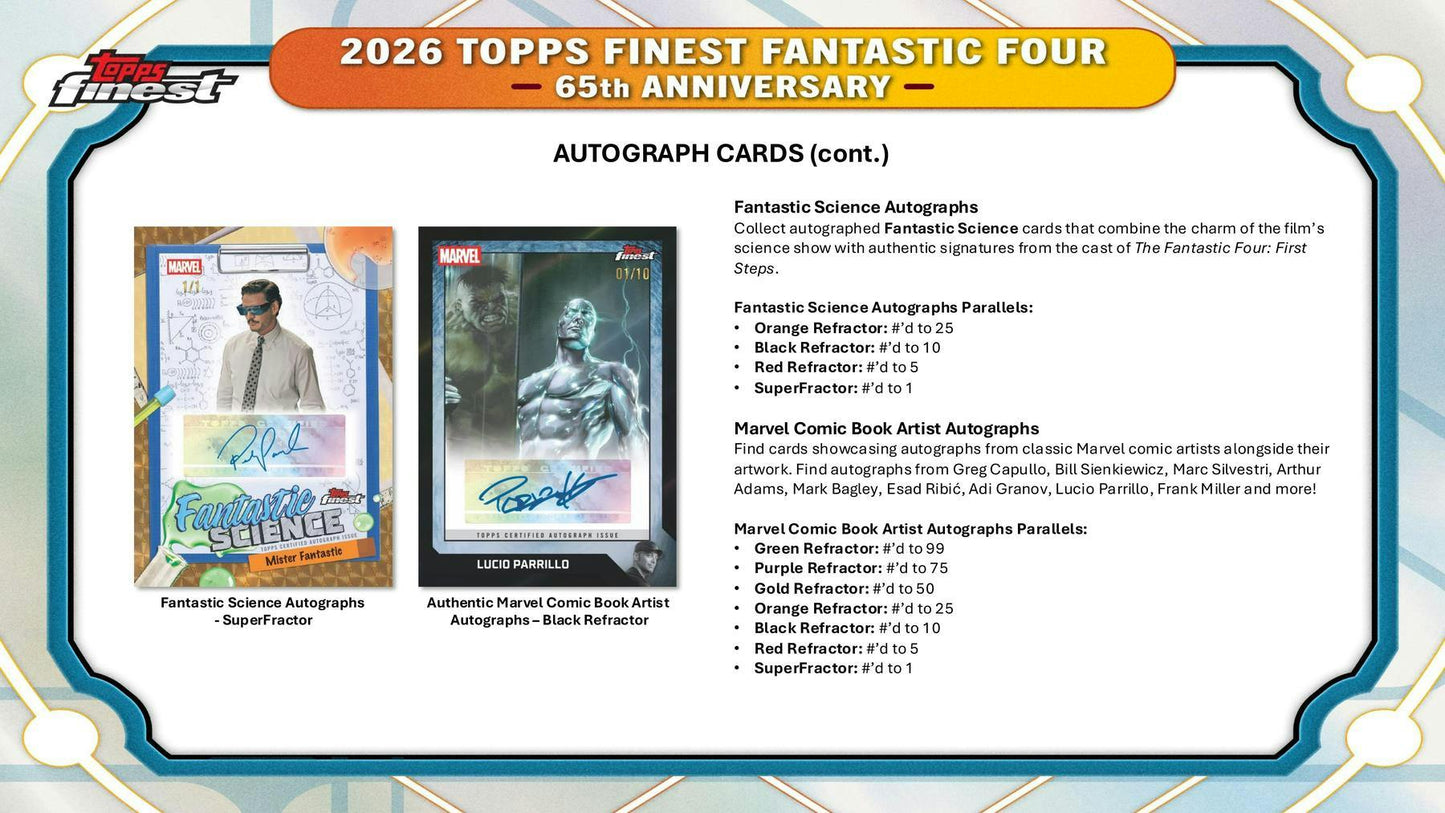 2026 Topps Finest Fantastic Four Hobby Box | Columbia Sports Cards - Columbia Hobby - Sports Card Boxes - Toploaders - Card Savers