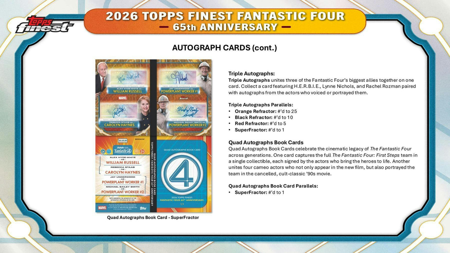 2026 Topps Finest Fantastic Four Hobby Box | Columbia Sports Cards - Columbia Hobby - Sports Card Boxes - Toploaders - Card Savers