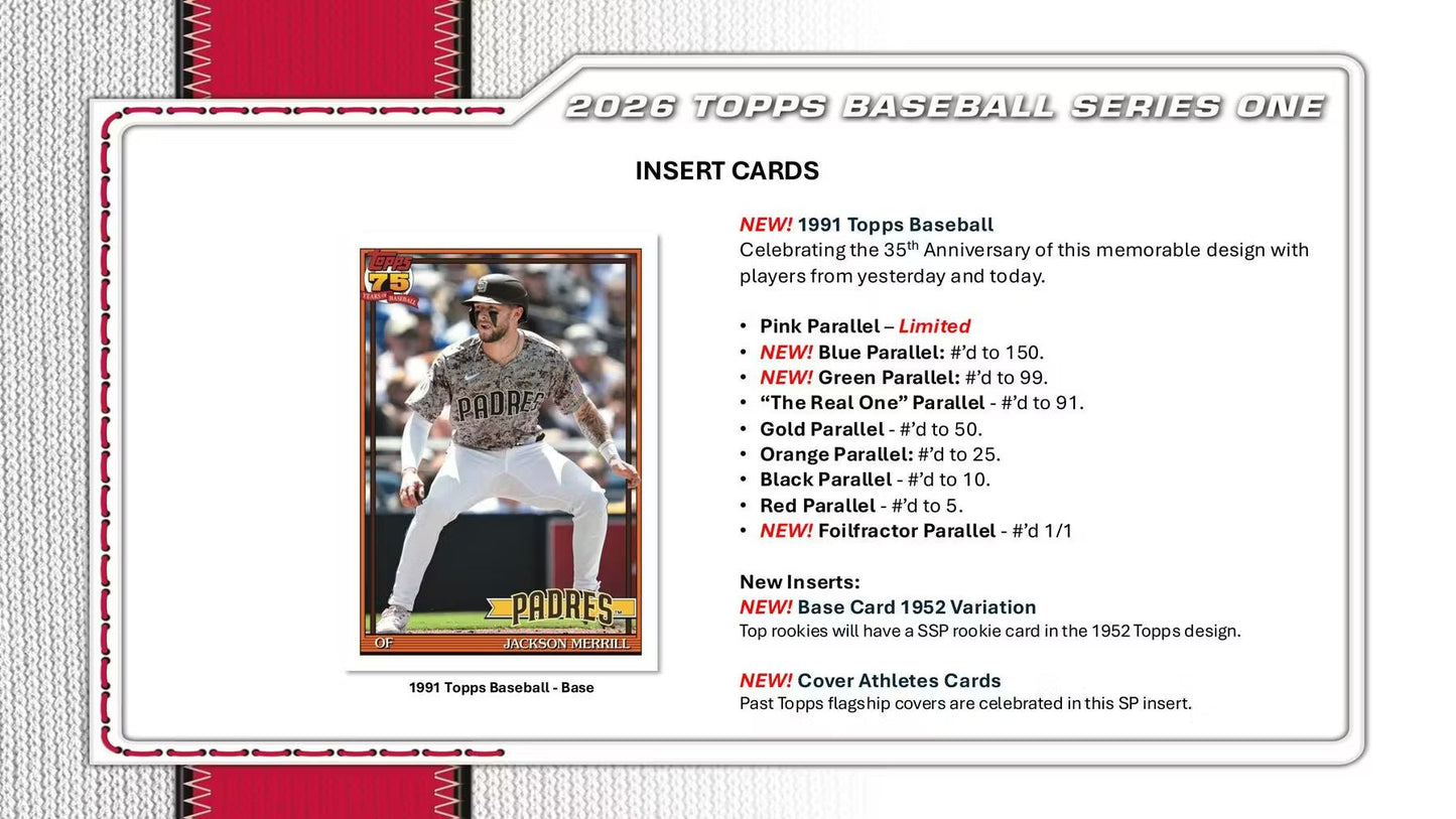 2026 Topps Series 1 Baseball Hobby Box (Presell) - Columbia Hobby - Sports Card Boxes - Toploaders - Card Savers