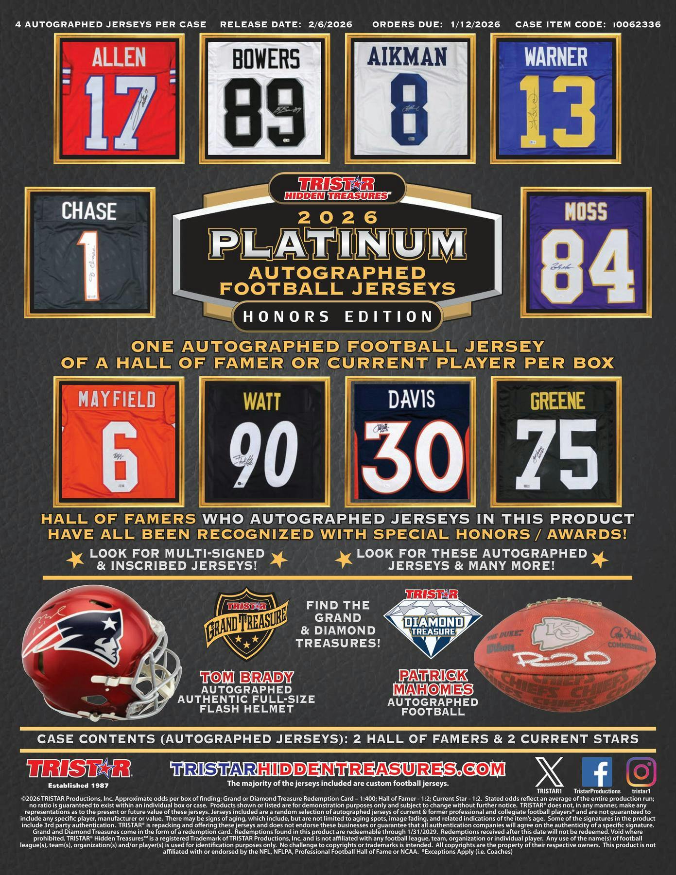 2026 TriStar Platinum Honors Edition Autographed Football Jersey Box | Columbia Sports Cards - Columbia Hobby - Sports Card Boxes - Toploaders - Card Savers