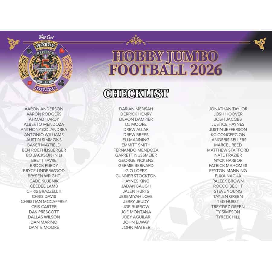2026 Wild Card 5 - Card Draw Stacked Deck Football Hobby Jumbo Box | Columbia Sports Cards - Columbia Hobby - Sports Card Boxes - Toploaders - Card Savers