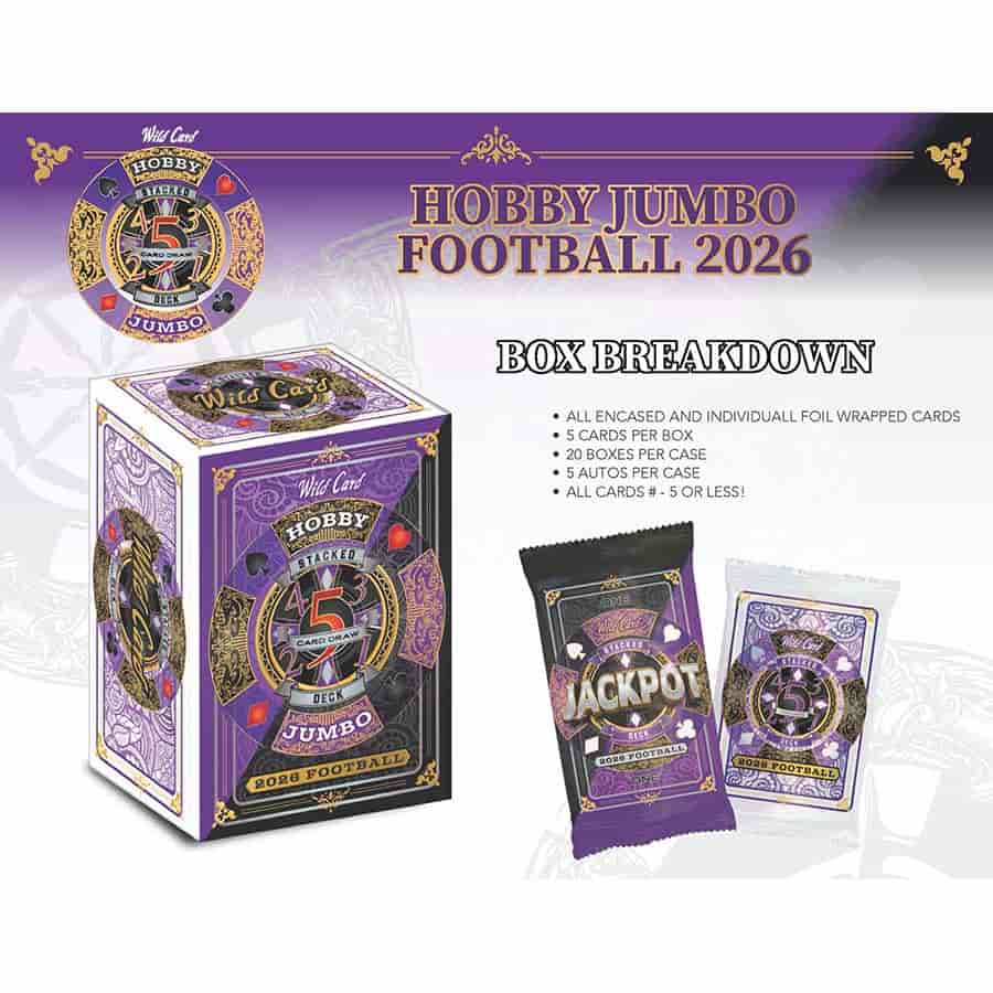 2026 Wild Card 5 - Card Draw Stacked Deck Football Hobby Jumbo Box | Columbia Sports Cards - Columbia Hobby - Sports Card Boxes - Toploaders - Card Savers