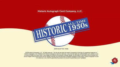 2026 Historic Autographs All-Time 1930s Baseball Hobby Box | Columbia Sports Cards | Columbia Hobby - Sports Card Boxes - Toploaders - Card Savers.