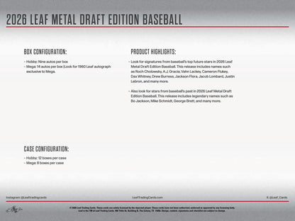 2026 Leaf Metal Draft Baseball Mega Box | Columbia Sports Cards | Columbia Hobby - Sports Card Boxes - Toploaders - Card Savers.