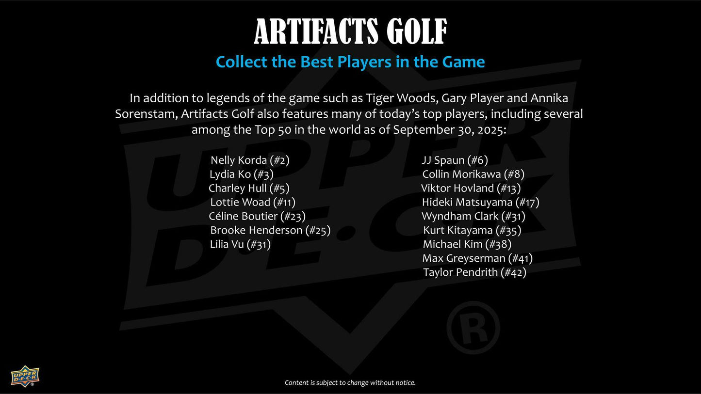 2026 Upper Deck Artifacts Golf Hobby Box | Columbia Sports Cards | Columbia Hobby - Sports Card Boxes - Toploaders - Card Savers.