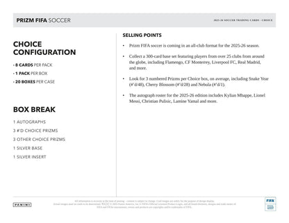 2025/26 Panini Prizm FIFA Soccer Choice Box | Columbia Sports Cards | Columbia Hobby - Sports Card Boxes - Toploaders - Card Savers.