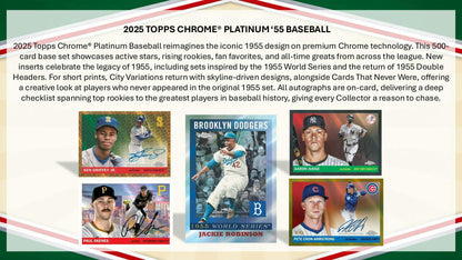 2025 Topps Chrome Platinum ’55 Baseball Hobby Box | Columbia Sports Cards | Columbia Hobby - Sports Card Boxes - Toploaders - Card Savers.