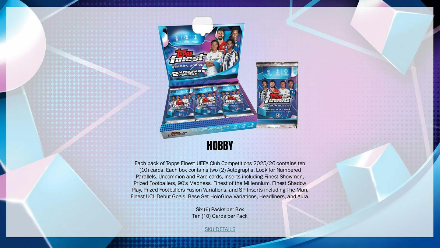 2025/26 Topps UEFA Club Competitions Finest Soccer Hobby Box | Columbia Sports Cards | Columbia Hobby - Sports Card Boxes - Toploaders - Card Savers.