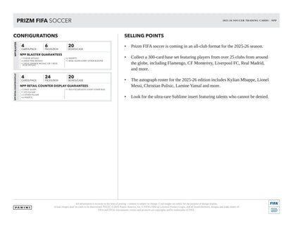 2025/26 Panini Prizm FIFA Soccer 24-Pack Retail Box | Columbia Sports Cards | Columbia Hobby - Sports Card Boxes - Toploaders - Card Savers.