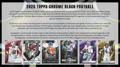 2025 Topps Chrome Black Football Hobby Box | Columbia Sports Cards | Columbia Hobby - Sports Card Boxes - Toploaders - Card Savers.