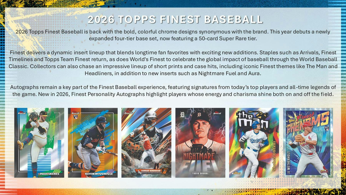 2026 Topps Finest Baseball Delight Box | Columbia Sports Cards | Columbia Hobby - Sports Card Boxes - Toploaders - Card Savers.