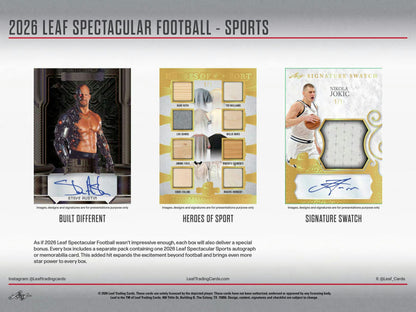 2026 Leaf Spectacular Football Hobby Box | Columbia Sports Cards | Columbia Hobby - Sports Card Boxes - Toploaders - Card Savers.