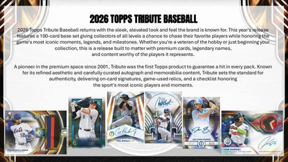 2026 Topps Tribute Baseball Hobby Box | Columbia Sports Cards | Columbia Hobby - Sports Card Boxes - Toploaders - Card Savers.