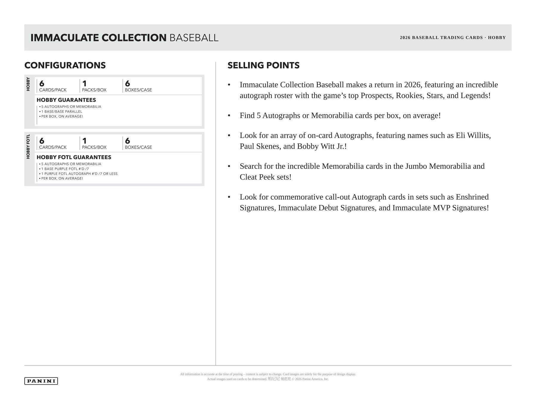 2026 Panini Immaculate Baseball Hobby Box | Columbia Sports Cards | Columbia Hobby - Sports Card Boxes - Toploaders - Card Savers.