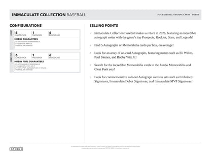 2026 Panini Immaculate Baseball Hobby Box | Columbia Sports Cards | Columbia Hobby - Sports Card Boxes - Toploaders - Card Savers.