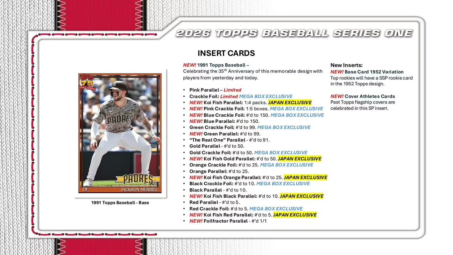 2026 Topps Series 1 Baseball Mega Box | Columbia Sports Cards