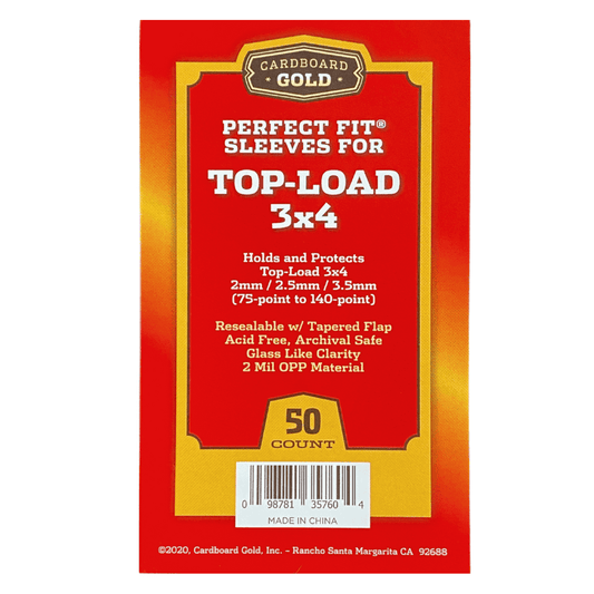 50ct Perfect Fit Graded Cards Sleeves - 75pt - 140pt Size - Cardboard Gold - Columbia Hobby - Sports Card Boxes - Toploaders - Card Savers