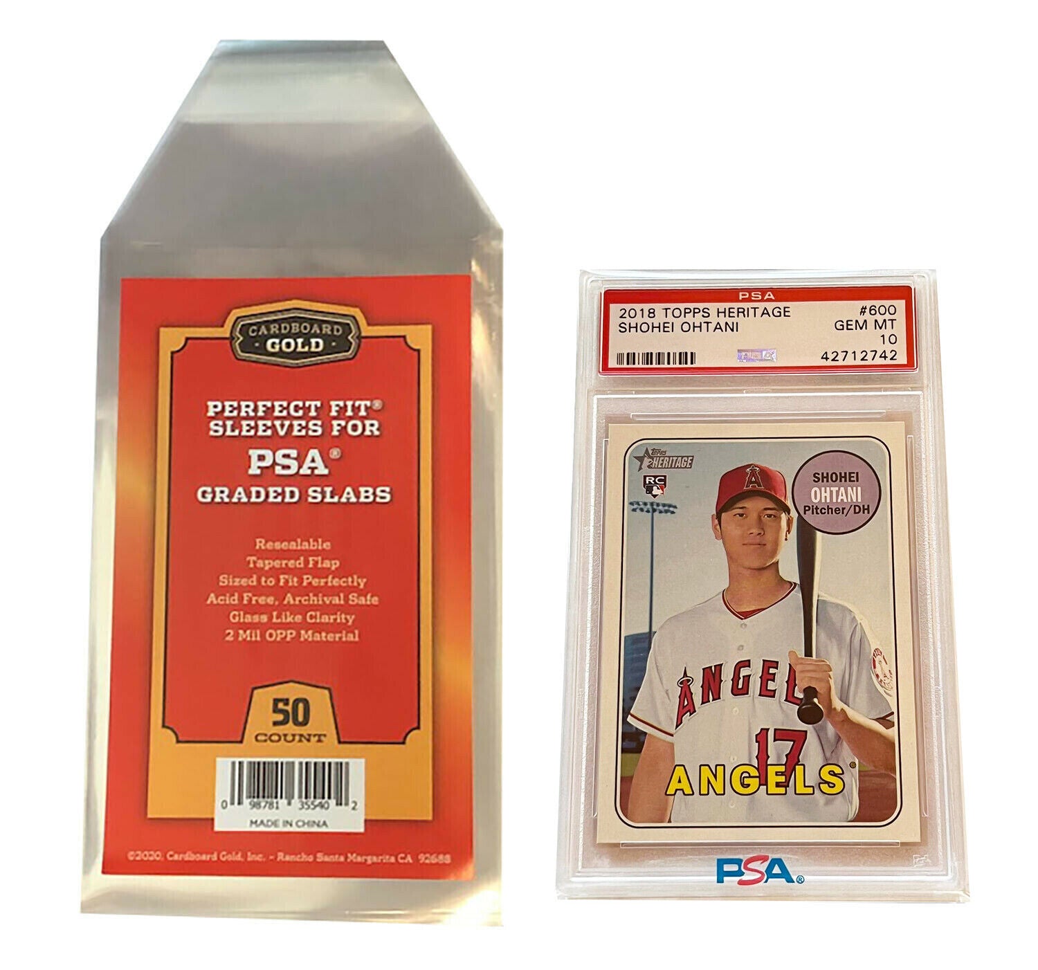 50ct Perfect Fit Graded Cards Sleeves PSA Logo - Cardboard Gold - Columbia Hobby - Sports Card Boxes - Toploaders - Card Savers