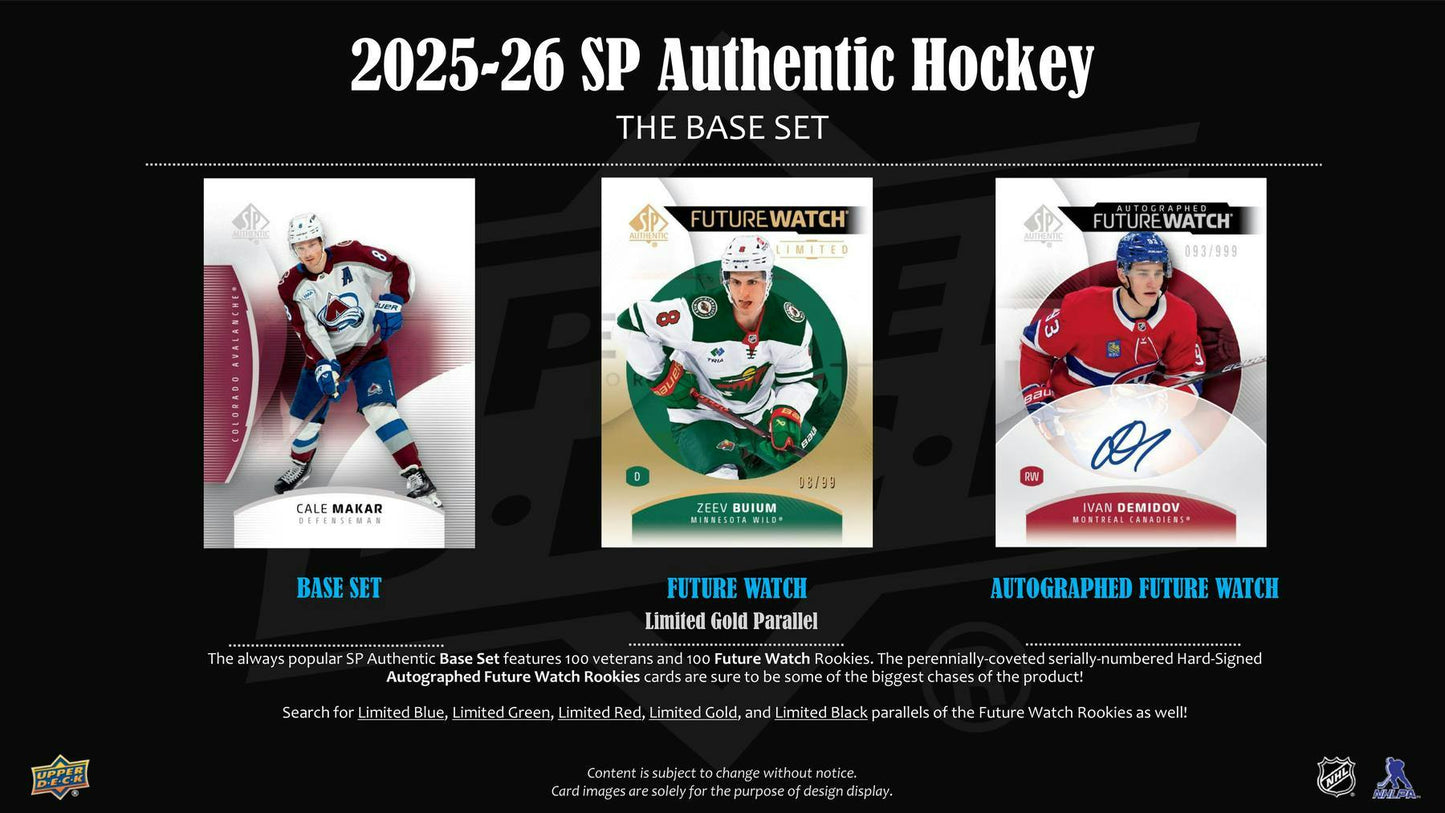 2025/26 Upper Deck SP Authentic Hockey Hobby Box | Columbia Sports Cards | Columbia Hobby - Sports Card Boxes - Toploaders - Card Savers.