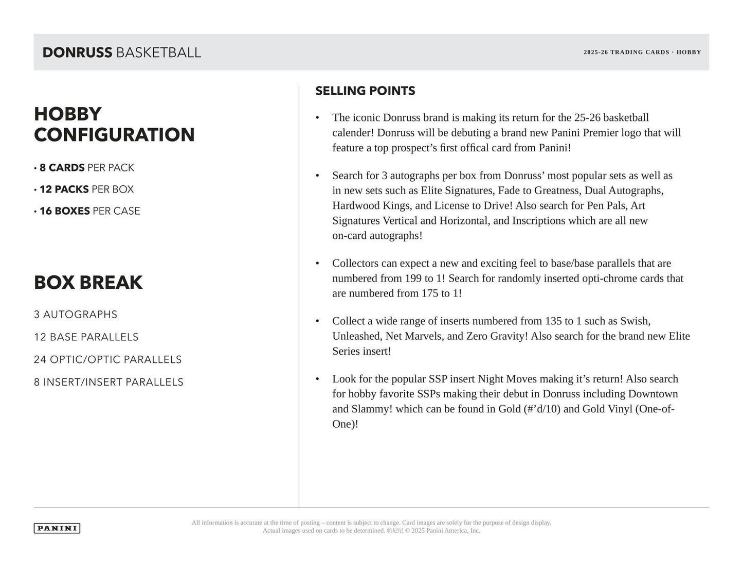 2025/26 Panini Donruss Basketball Hobby Box | Columbia Sports Cards | Columbia Hobby - Sports Card Boxes - Toploaders - Card Savers.