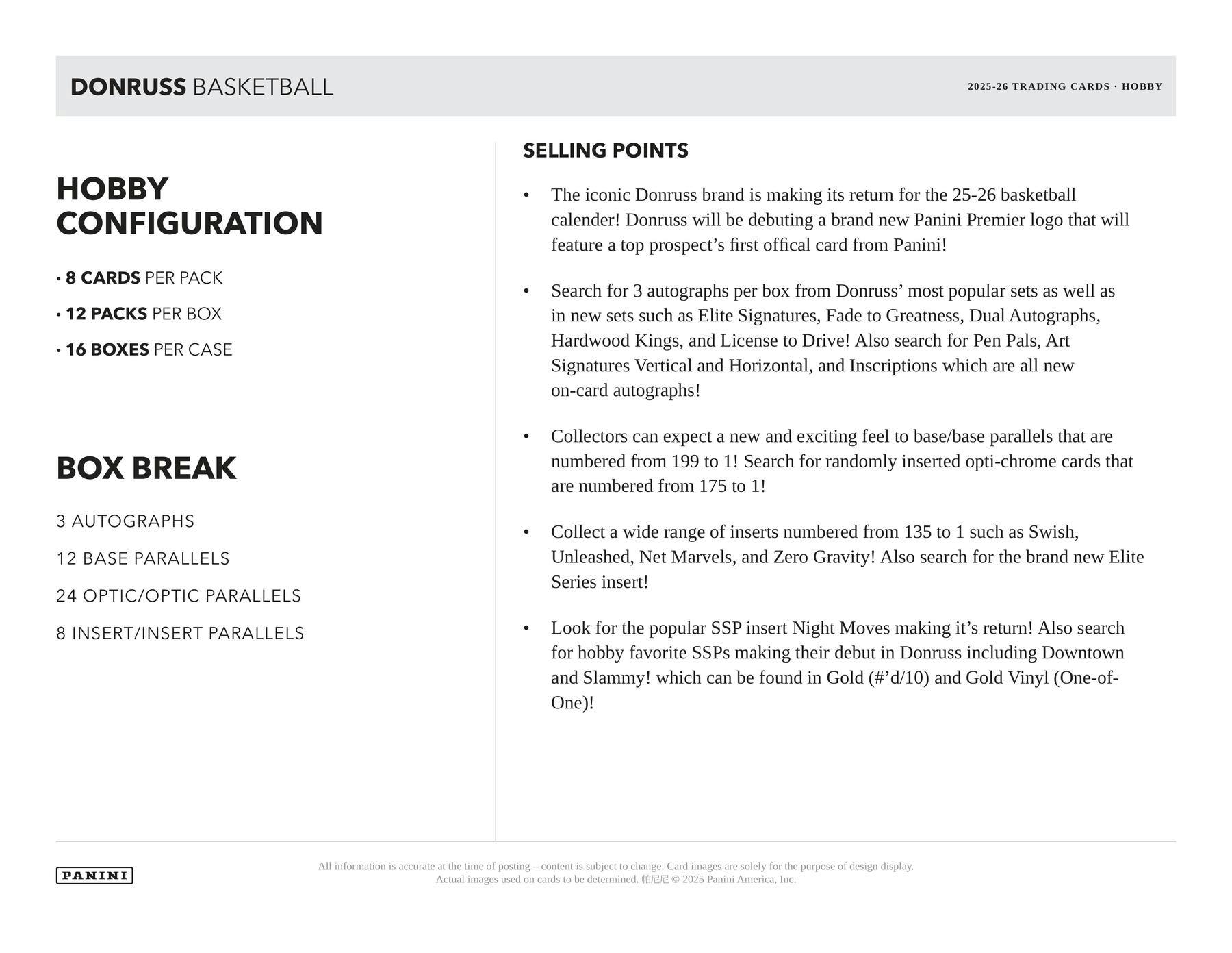 2025/26 Panini Donruss Basketball Hobby Box | Columbia Sports Cards | Columbia Hobby - Sports Card Boxes - Toploaders - Card Savers.