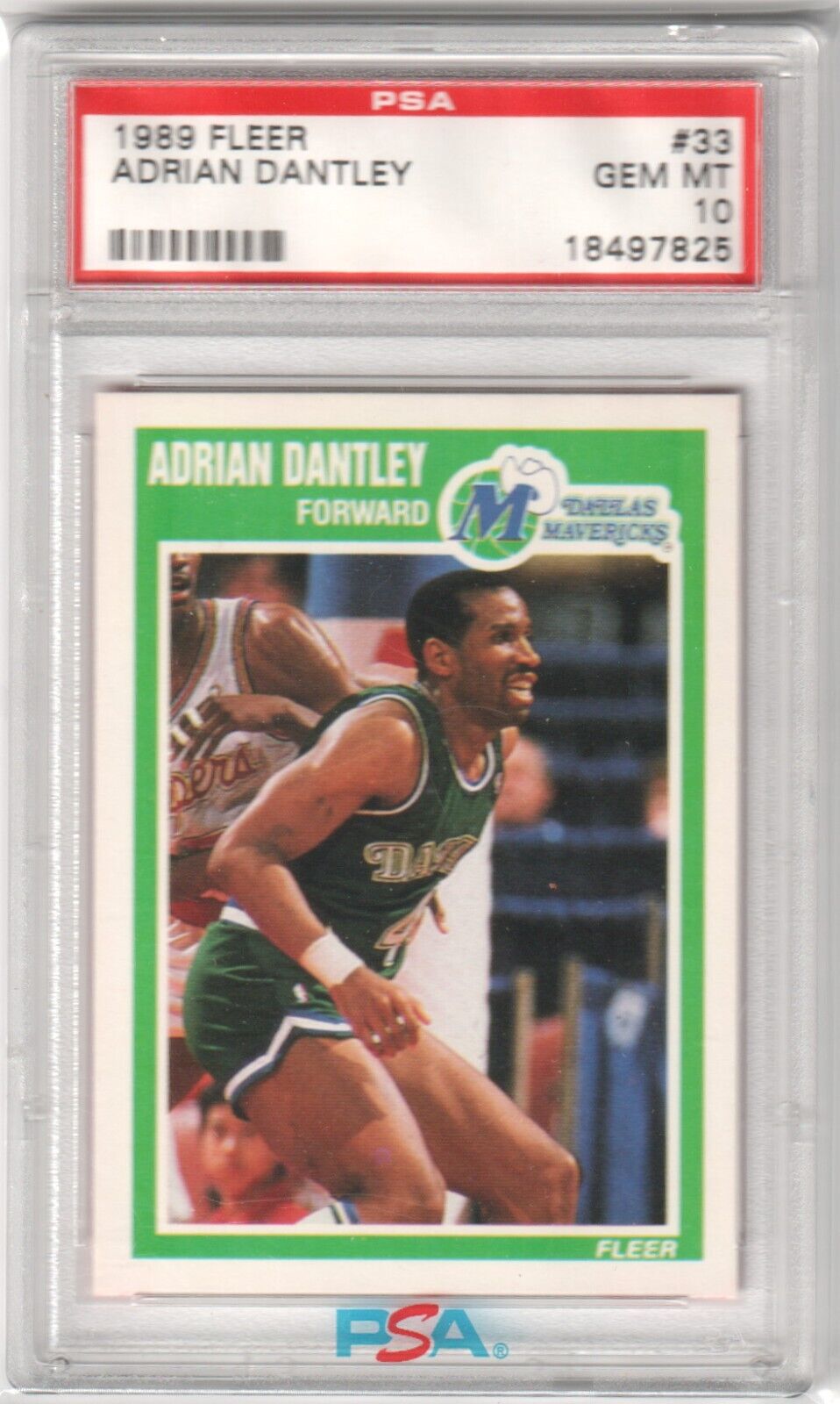 ADRIAN DANTLEY 1989 - 90 Fleer #33 PSA 10 GEM MINT - MAVERICKS - Columbia Hobby - Sports Card Boxes - Toploaders - Card Savers