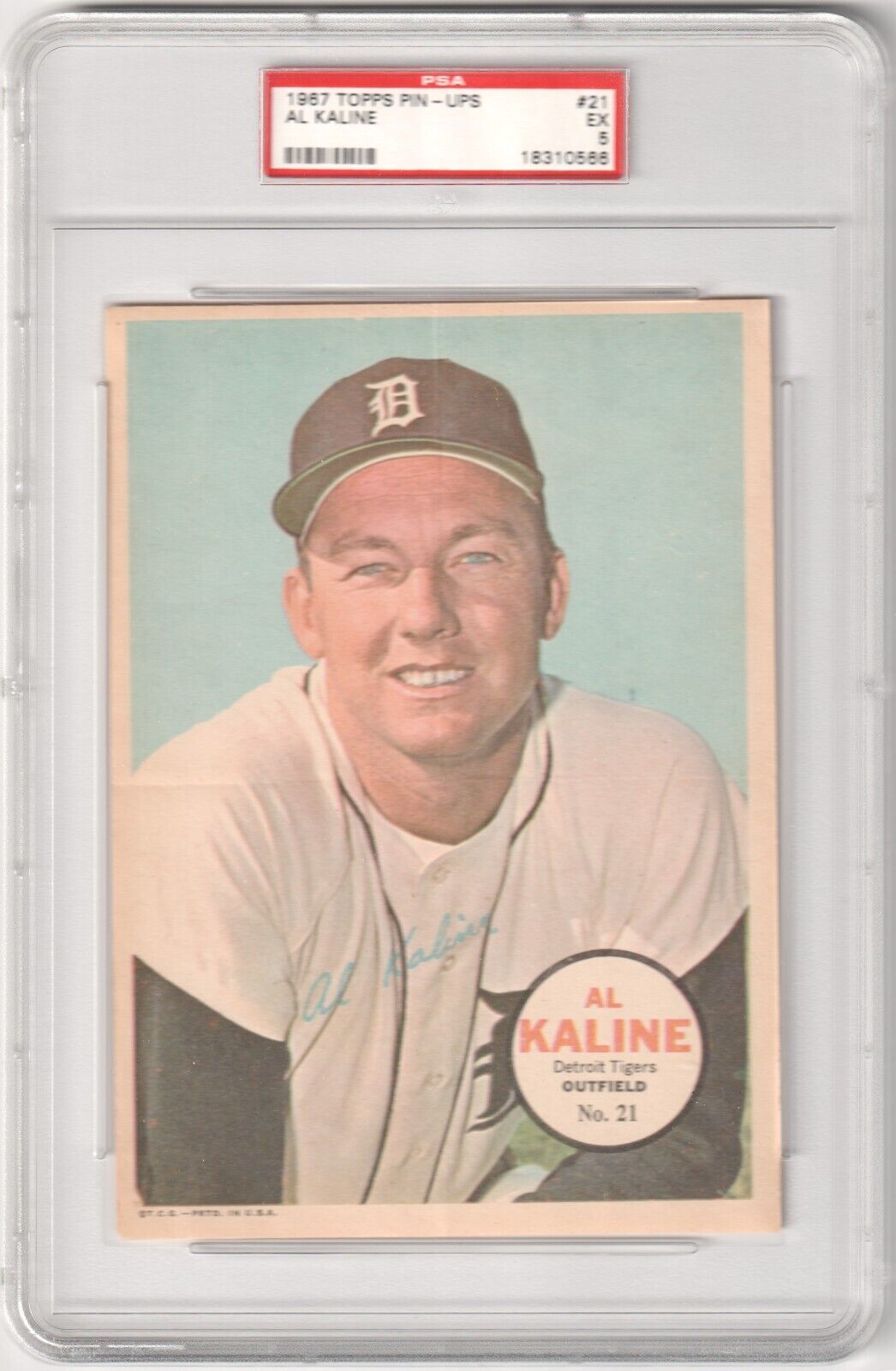 AL KALINE 1967 Topps Pin - Ups #21 PSA 5 EX - TIGERS - Columbia Hobby - Sports Card Boxes - Toploaders - Card Savers