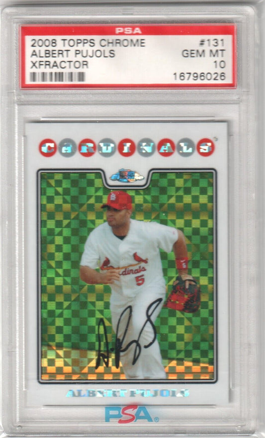 ALBERT PUJOLS 2008 Topps Chrome Xfractor #131 PSA 10 GEM MINT - CARDINALS - Columbia Hobby - Sports Card Boxes - Toploaders - Card Savers