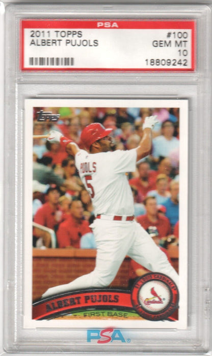 ALBERT PUJOLS 2011 Topps #100 PSA 10 GEM MINT - CARDINALS - Columbia Hobby - Sports Card Boxes - Toploaders - Card Savers