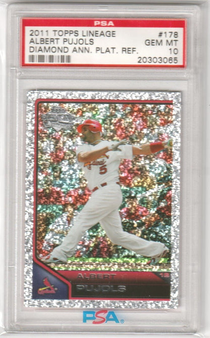 ALBERT PUJOLS 2011 Topps Lineage Diamond Anniversary Platinum Refractor PSA 10 - Columbia Hobby - Sports Card Boxes - Toploaders - Card Savers