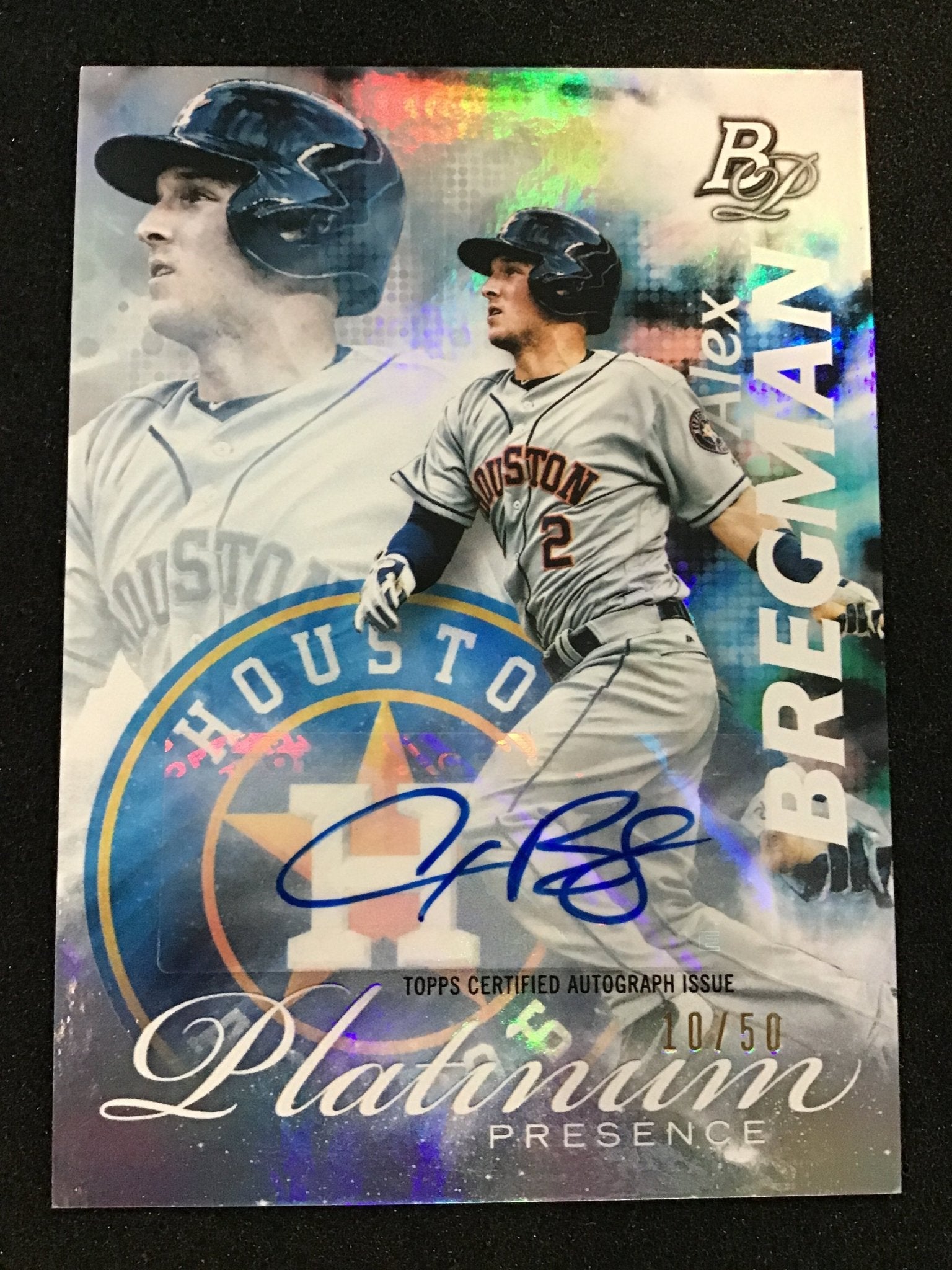 Alex Bregman 2017 Bowman Platinum PP - AB Platinum Presence Auto /50 SSP Astros - Columbia Hobby - Sports Card Boxes - Toploaders - Card Savers