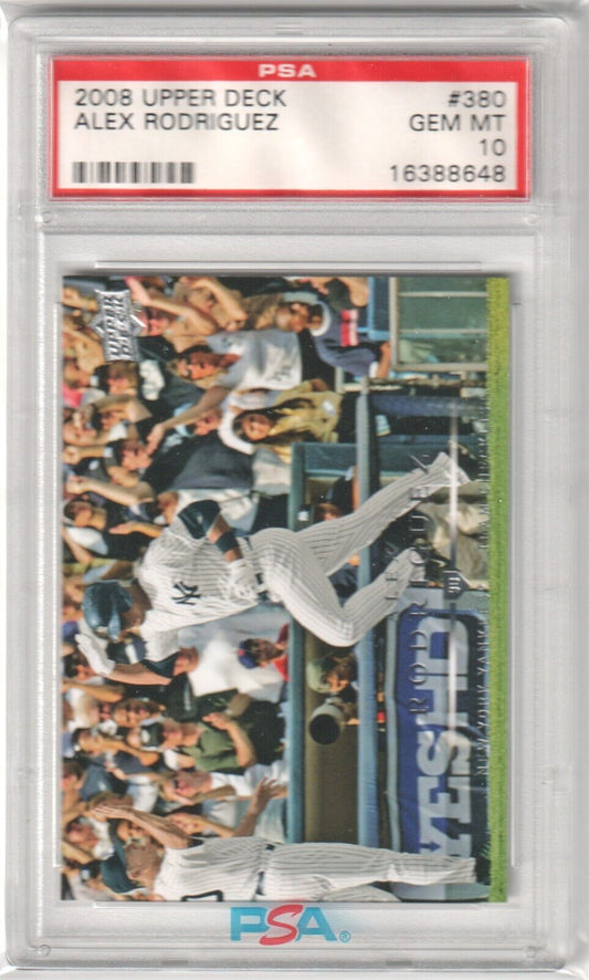 ALEX RODRIGUEZ 2008 Upper Deck #380 PSA 10 GEM MINT - YANKEES - Columbia Hobby - Sports Card Boxes - Toploaders - Card Savers