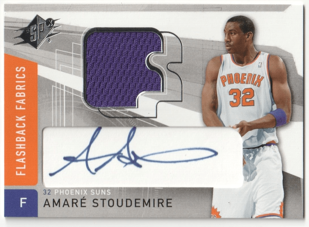 AMARE STOUDEMIRE 2004 - 05 Upper Deck SPx Autograph Auto Jersey - SUNS - Columbia Hobby - Sports Card Boxes - Toploaders - Card Savers