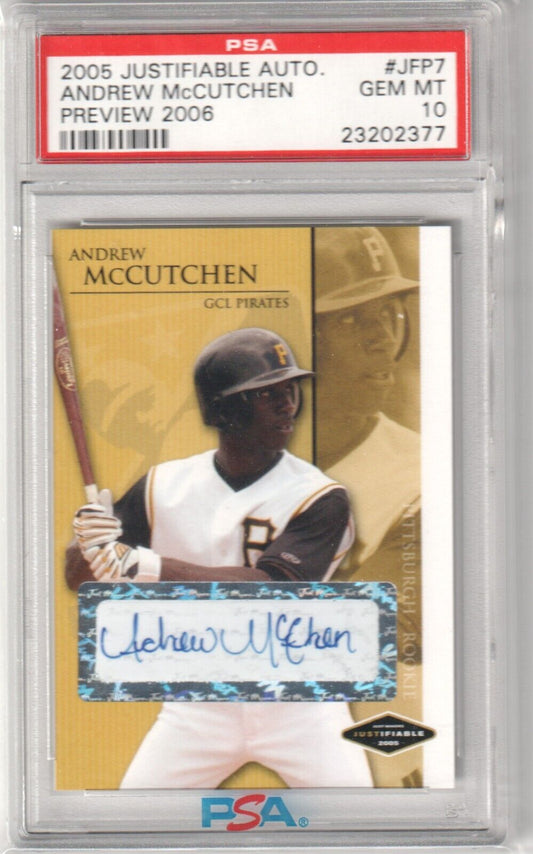 ANDREW McCUTCHEN 2005 Justifiable Autograph Auto RC Rookie PSA 10 GEM MINT #/200 - Columbia Hobby - Sports Card Boxes - Toploaders - Card Savers