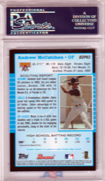 ANDREW McCUTCHEN 2013 Bowman 1st Blue Sapphire #BDP63 PSA 10 GEM MINT - PIRATES - Columbia Hobby - Sports Card Boxes - Toploaders - Card Savers