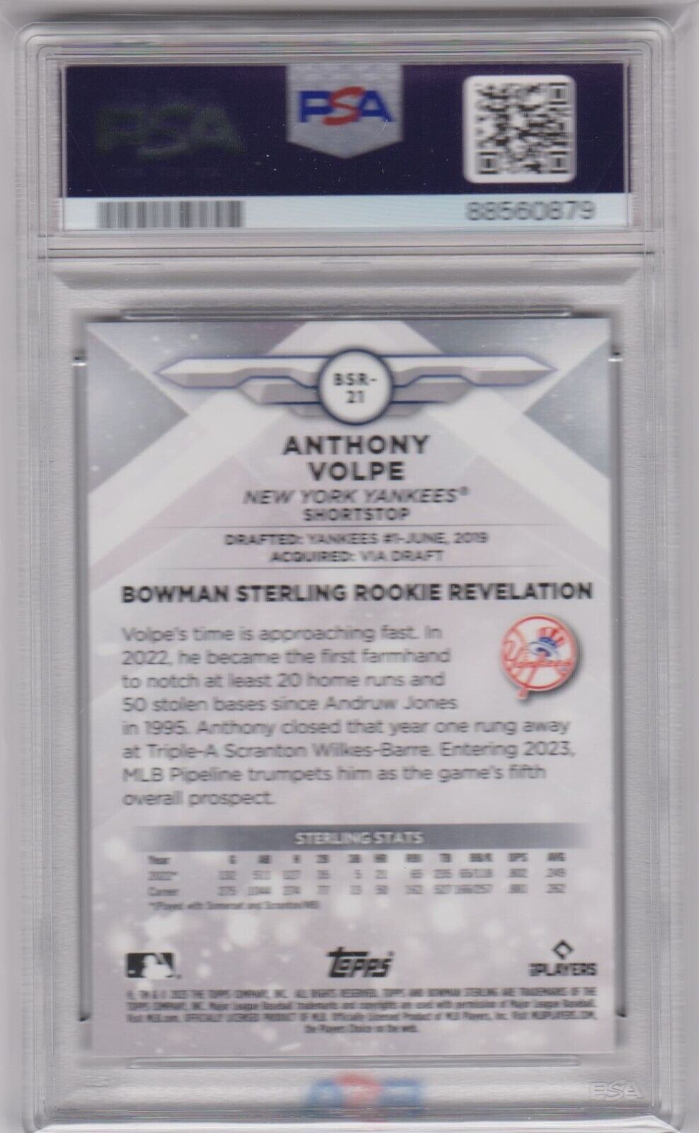 ANTHONY VOLPE 2023 Bowman Sterling RC Rookie PSA 10 GEM MINT - YANKEES - Columbia Hobby - Sports Card Boxes - Toploaders - Card Savers