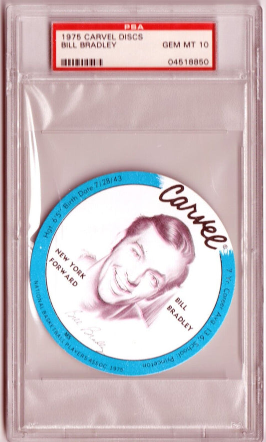 BIL BRADLEY 1975 Carvel Discs PSA 10 GEM MINT - KNICKS - Columbia Hobby - Sports Card Boxes - Toploaders - Card Savers