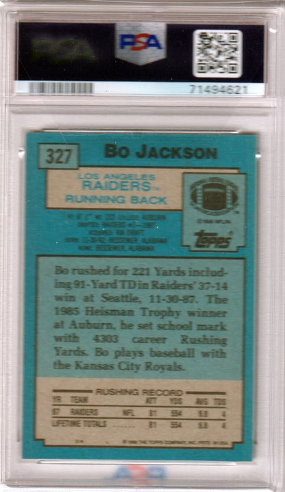 BO JACKSON 1988 Topps RC Rookie #327 PSA 8.5 NM - MT+ - RAIDERS - Columbia Hobby - Sports Card Boxes - Toploaders - Card Savers
