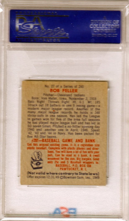 BOB FELLER 1949 Bowman #27 PSA 6 EX - MT - INDIANS - Columbia Hobby - Sports Card Boxes - Toploaders - Card Savers