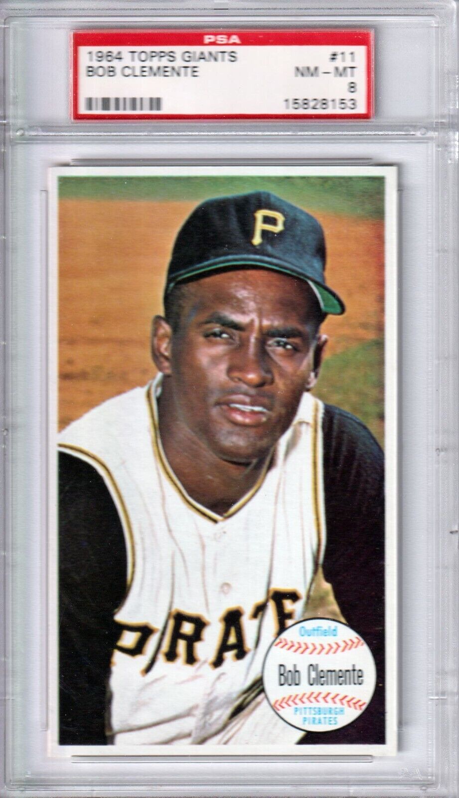 BOB ROBERTO CLEMENTE 1964 Topps Giants #11 PSA 8 NM - MT - PIRATES - Columbia Hobby - Sports Card Boxes - Toploaders - Card Savers