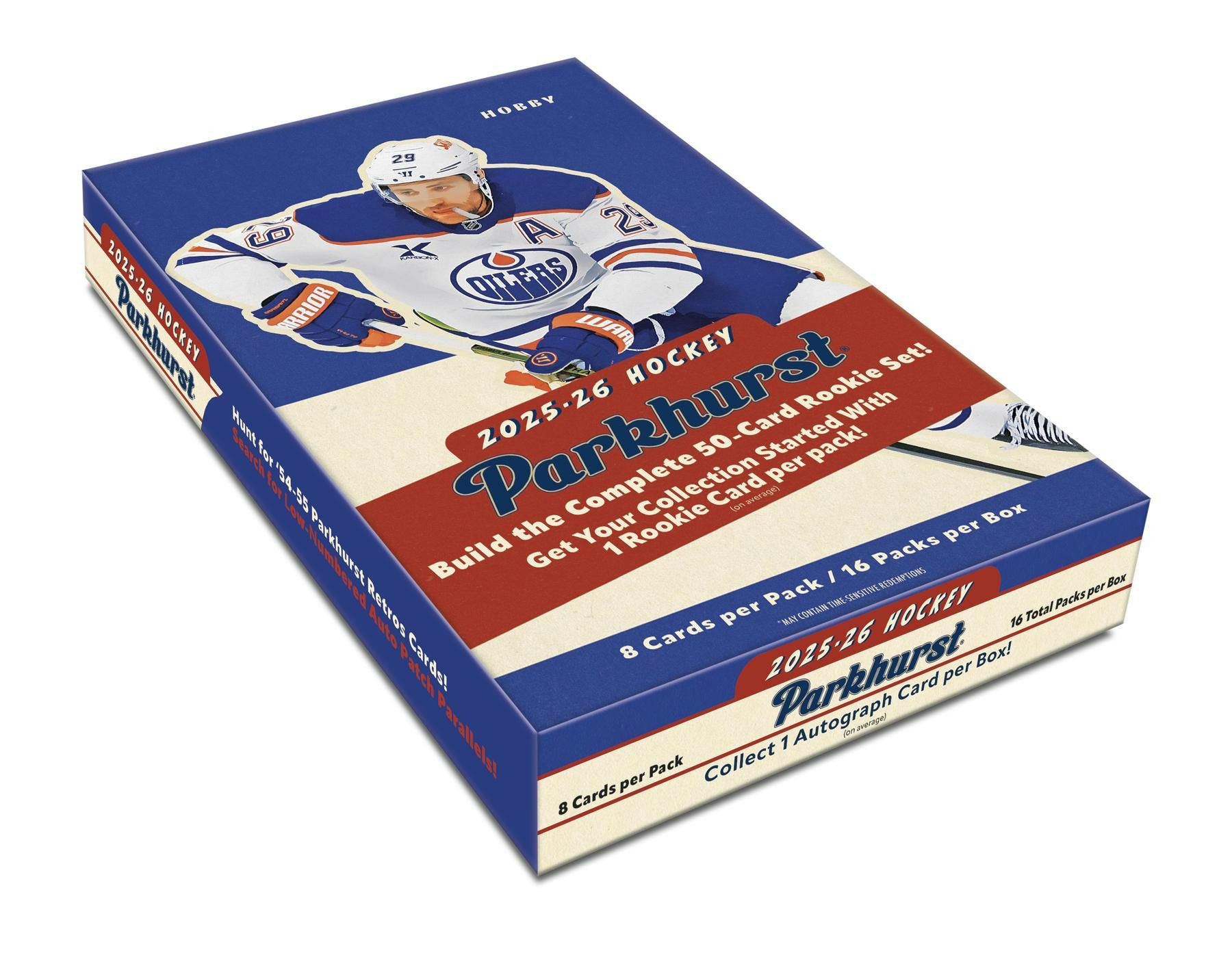 2025/26 Upper Deck Parkhurst Hockey Hobby Box
Front of 2025/26 Upper Deck Parkhurst Hockey Hobby Box
2025/26 Upper Deck Parkhurst NHL Trading Cards
Parkhurst Hockey Hobby Box by Upper Deck