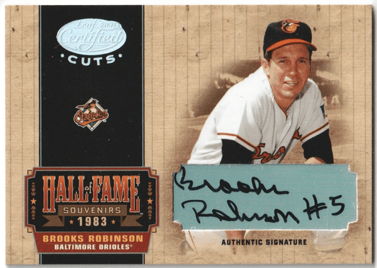 BROOKS ROBINSON 2004 Leaf Certified Cuts Autograph Auto SP #/50 - ORIOLES - Columbia Hobby - Sports Card Boxes - Toploaders - Card Savers