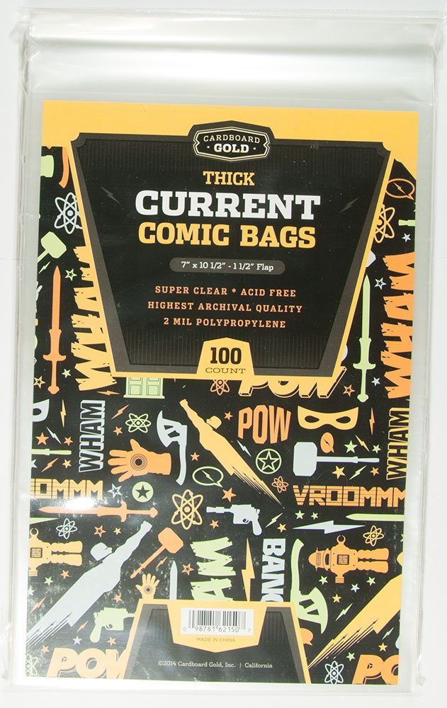 Cardboard Gold Brand Current Comic Bags - Thick - Columbia Hobby - Sports Card Boxes - Toploaders - Card Savers