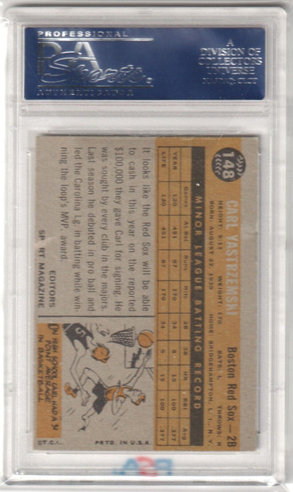 CARL YASTRZEMSKI 1960 Topps Rookie RC #148 PSA 5 EX - RED SOX - Columbia Hobby - Sports Card Boxes - Toploaders - Card Savers