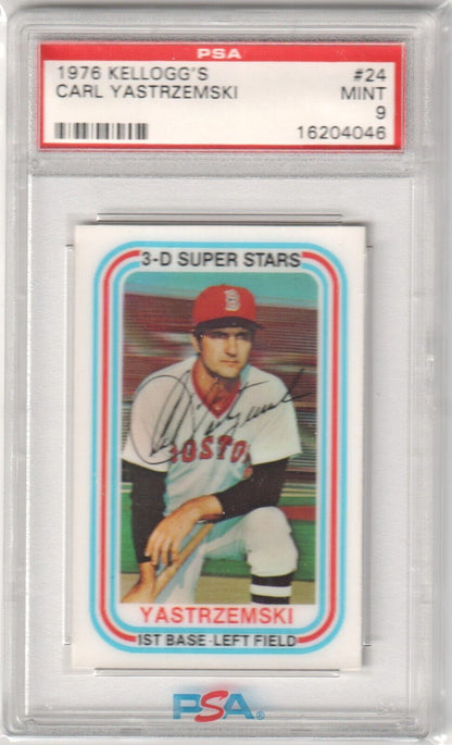 CARL YASTRZEMSKI 1976 Kellogg's 3 - D Super Stars #24 PSA 9 MINT - RED SOX - Columbia Hobby - Sports Card Boxes - Toploaders - Card Savers